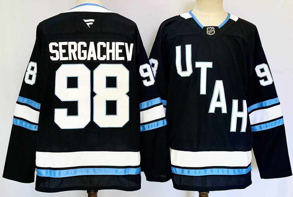 Mens Utah Hockey Club #98 Mikhail Sergachev Navy 2024-25 Stitched Jersey